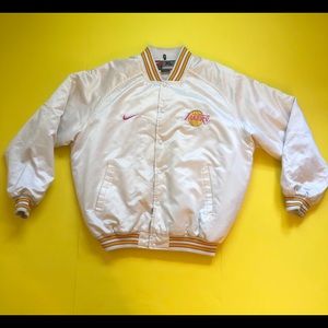 PINK Swoosh LA Lakers Nike Satin Bomber Jacket